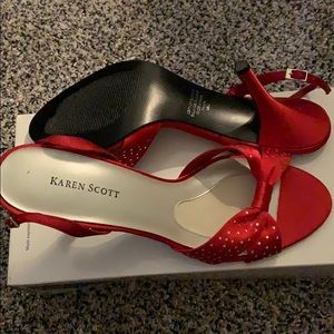 Karen Scott Red Rhinestones Heels 9.5 M New in box